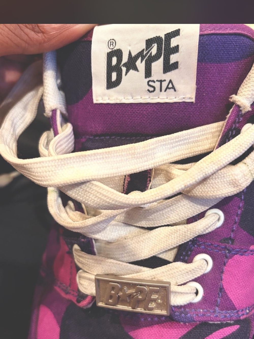 Bapesta Mens Purple  Camo Sneakers